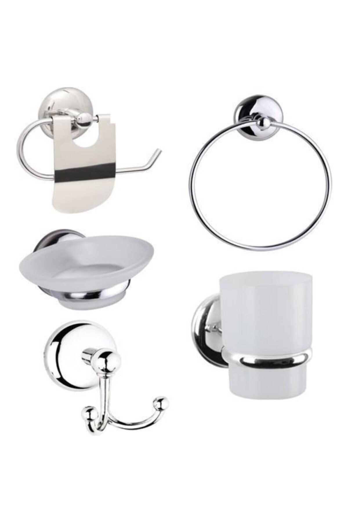 5 Pcs Bathroom Accessory Set | Round Towel Holder