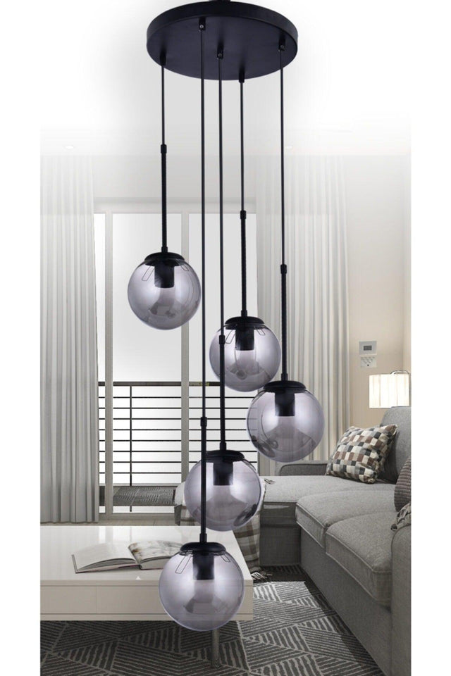 5 Pcs Special Design Smoked Glass Pendant Chandelier - Swordslife