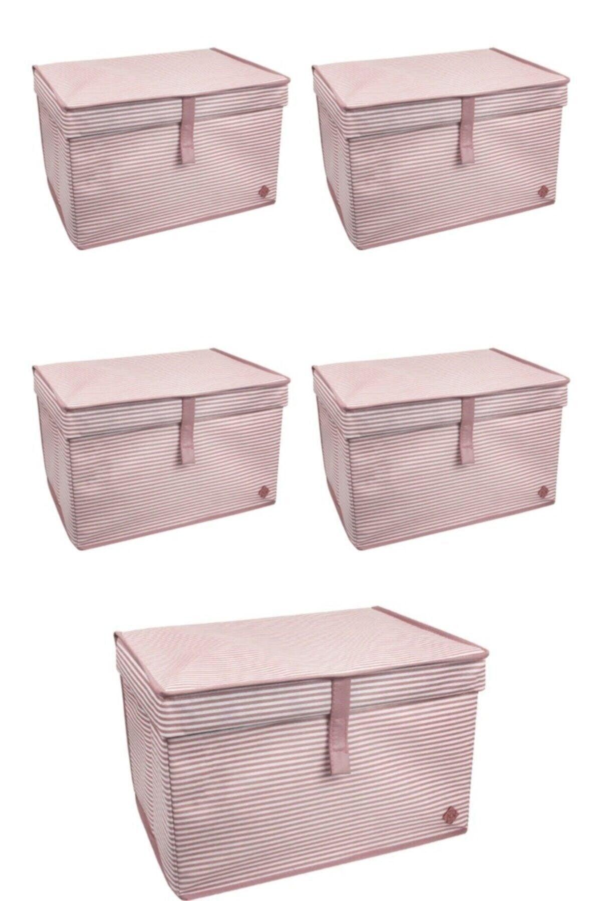 5 Pieces - Multi-Purpose (Laundry-storage-organization etc.) Storage Bag with Lid, Box Maxi 50x40x30 - Pink - Swordslife