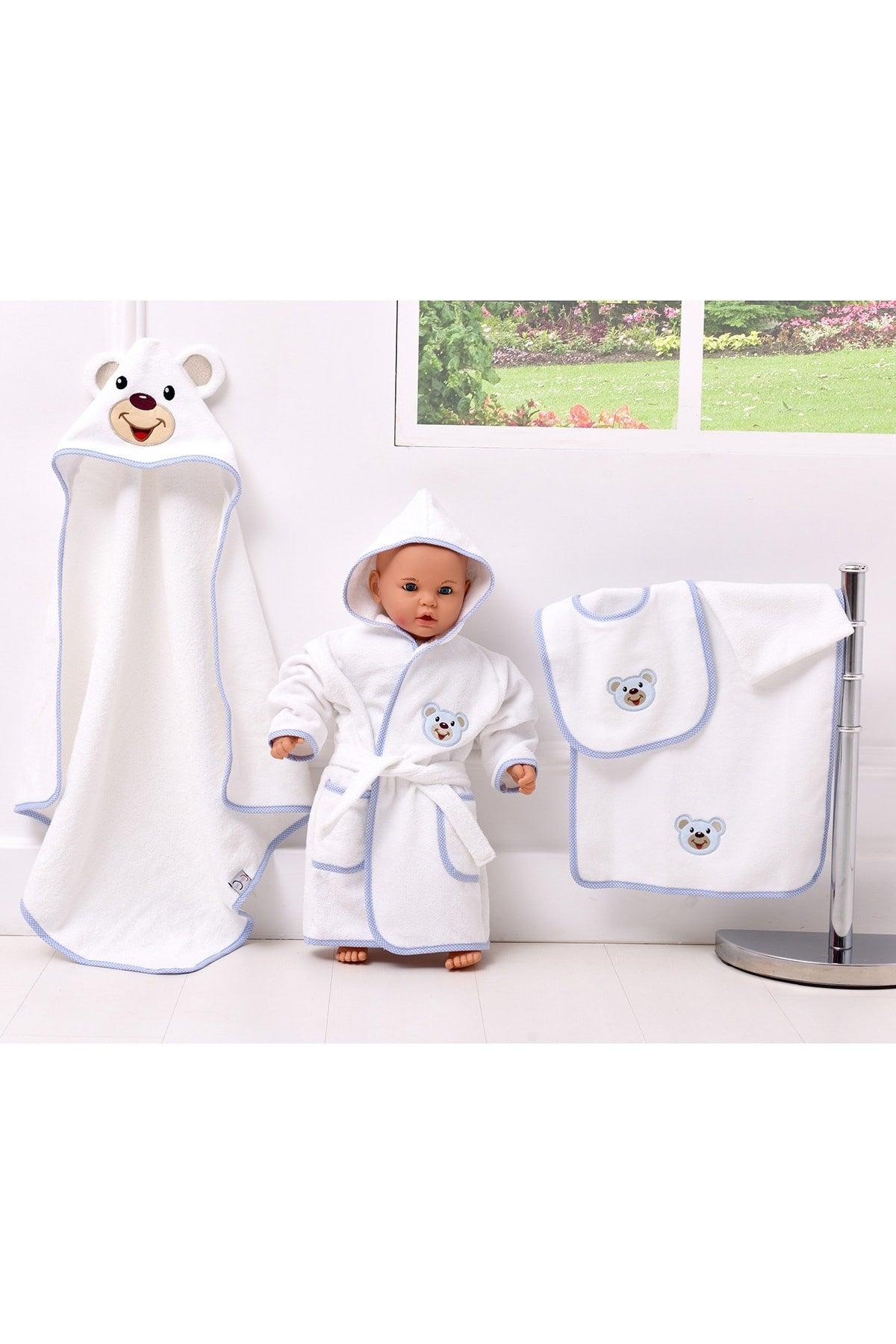 5 Piece Baby Bathrobe Set Blue Bear - Swordslife