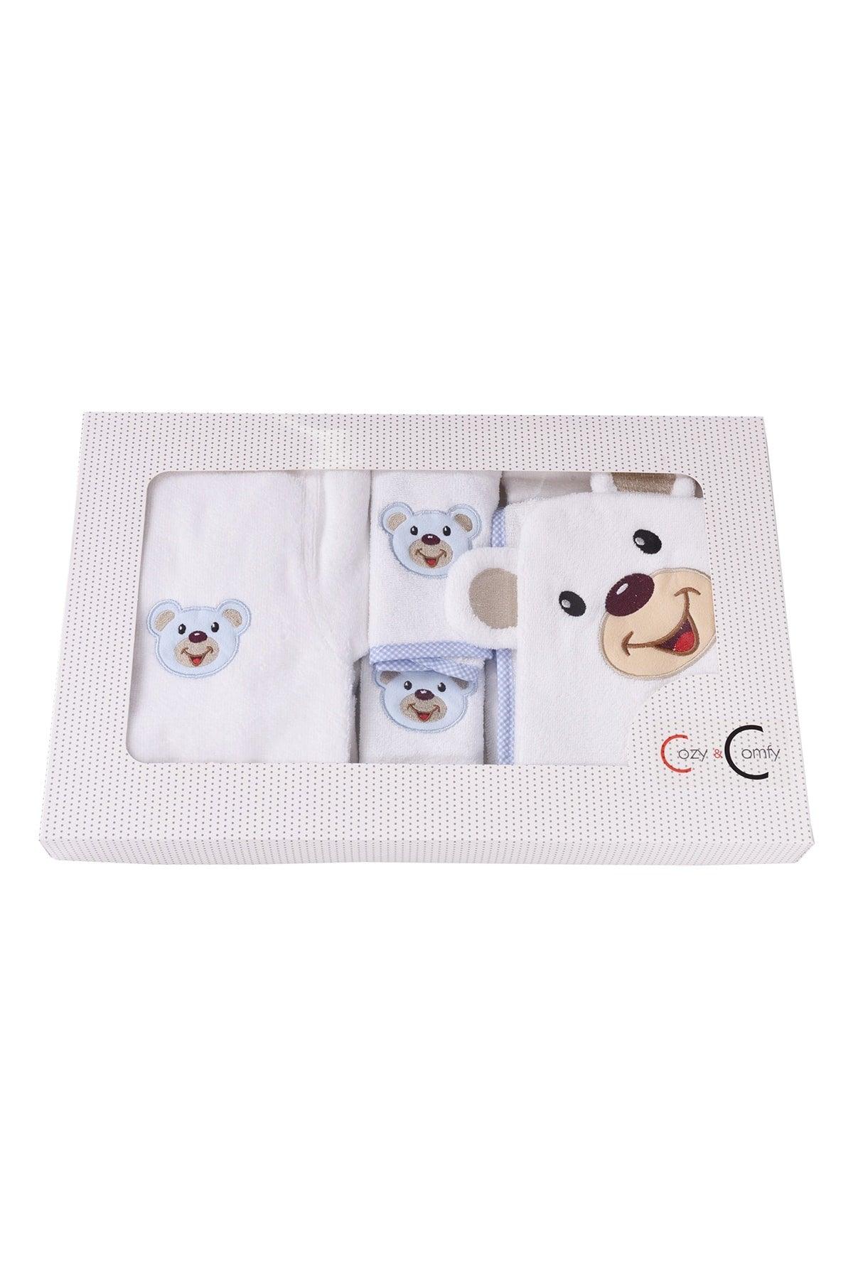 5 Piece Baby Bathrobe Set Blue Bear - Swordslife