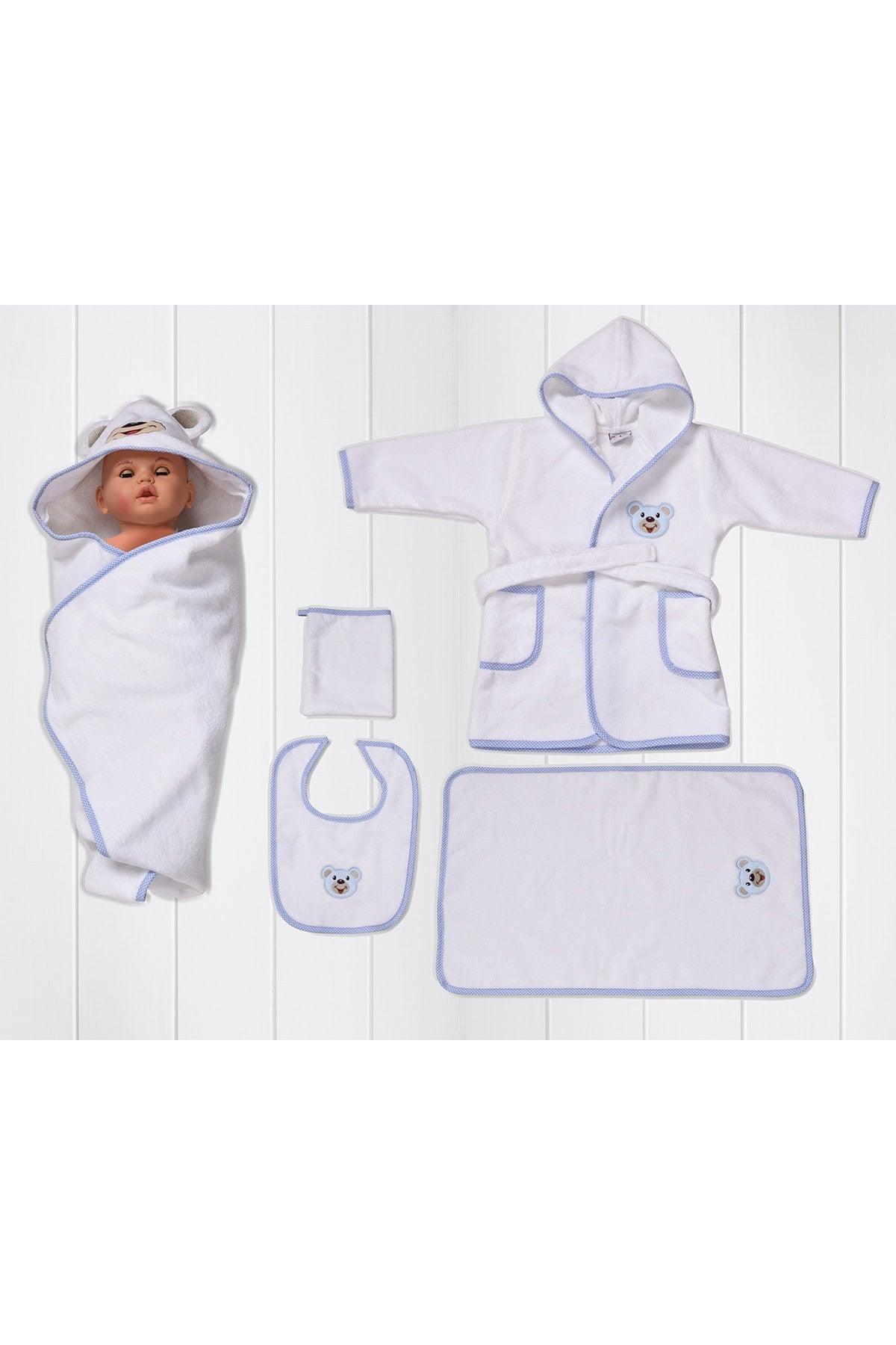 5 Piece Baby Bathrobe Set Blue Bear - Swordslife