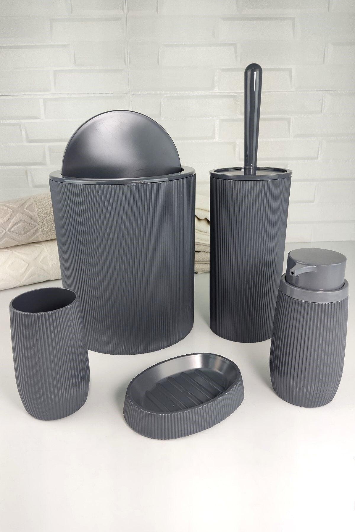 5 Piece Corded Bathroom Set Anthracite 478 - Oky-1152 - Swordslife