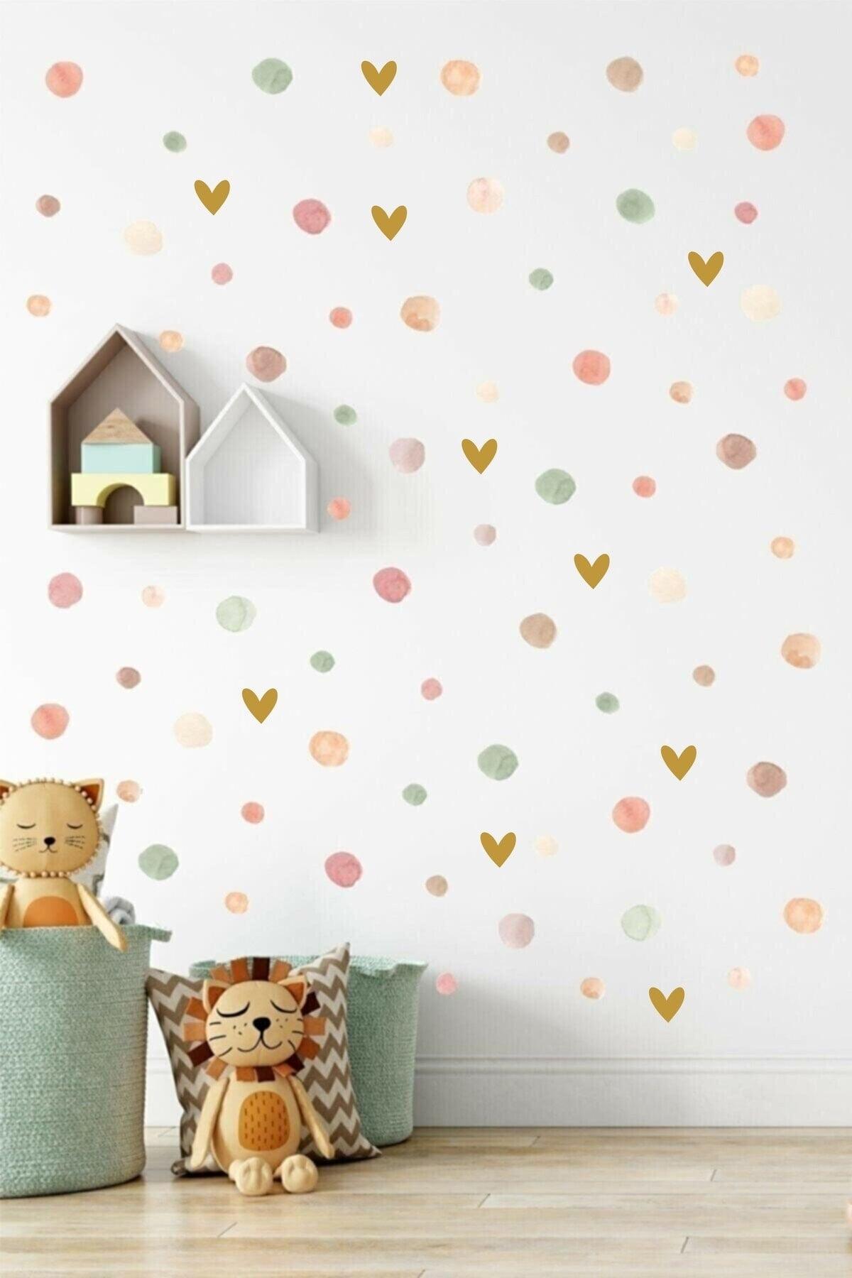 5 And 3 Cm Natural Watercolor Polka Dot Kids Room Wall Decoration Sticker Set - Swordslife