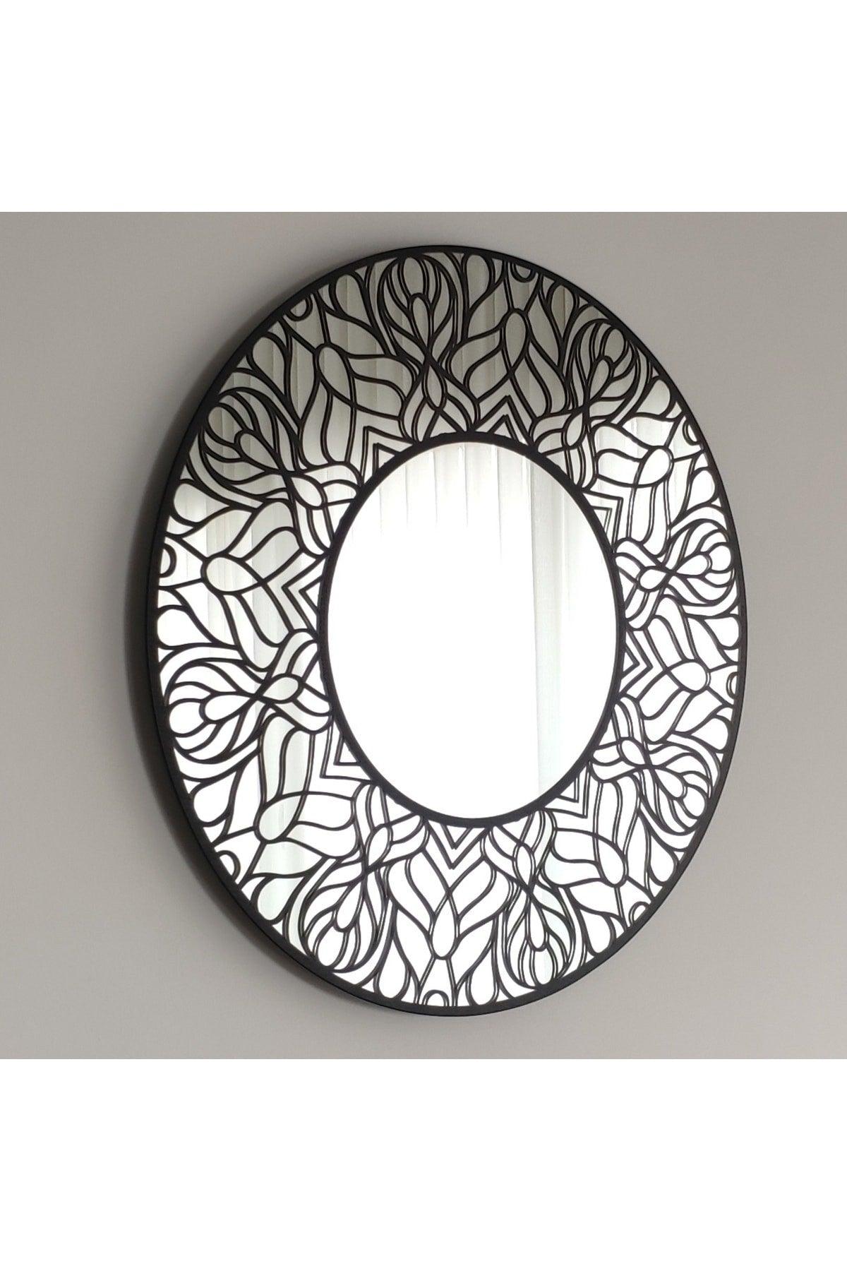 50 Cm Patterned Decorative Round Console Dresuar Bathroom Mirror Sirius Model - Swordslife