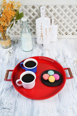 51 Cm Green 37 Cm Red 2 Liter Metal Round Tray Presentation Tray Tea Coffee Tray - Swordslife