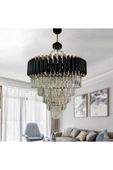 55 Lux Crystal Stone Luxury Chandelier 5 (BLACK-GOLD) 5 Tier - Swordslife