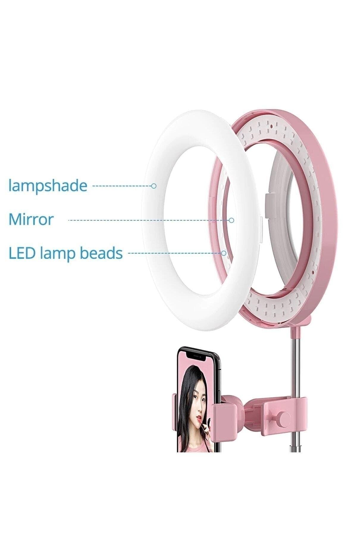 57 Cm Foldable Mirror Led Light Selfie Hairdresser Makeup Light Make Up Ring Light 6 Inch Pink - Swordslife