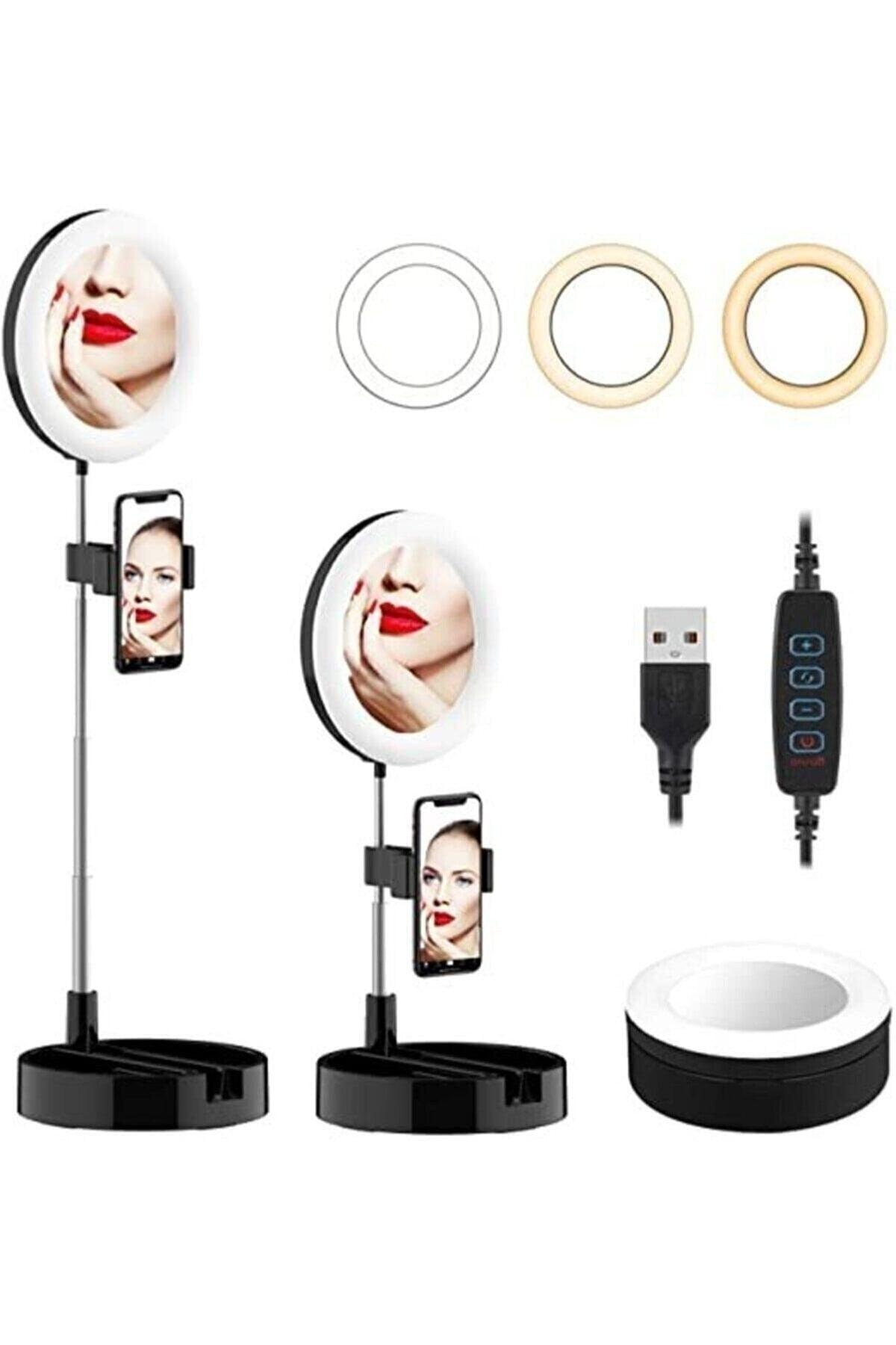 57 Cm Foldable Mirror Led Light Selfie Hairdresser Makeup Light Make Up Ring Light 6 Inch Black - Swordslife