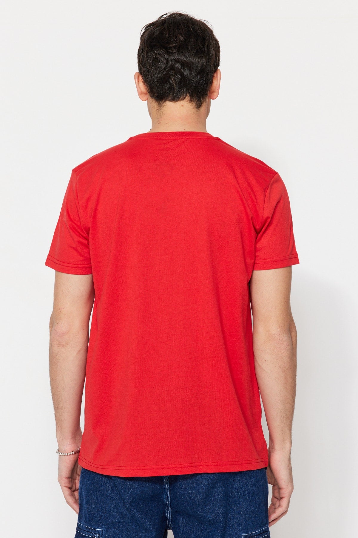 Red Men'S Basic Regular/Normal Fit Crew Neck Short Sleeved T-Shirt Tmnss22Ts0271