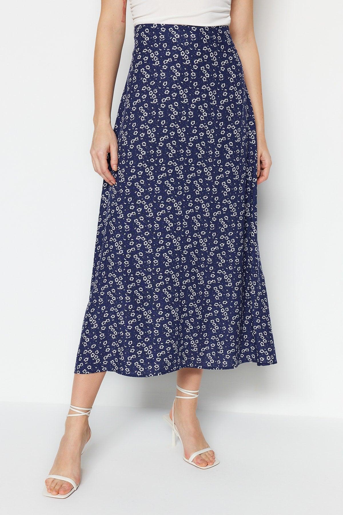 Blue Printed Woven Skirt TWOSS23ET00295 - Swordslife