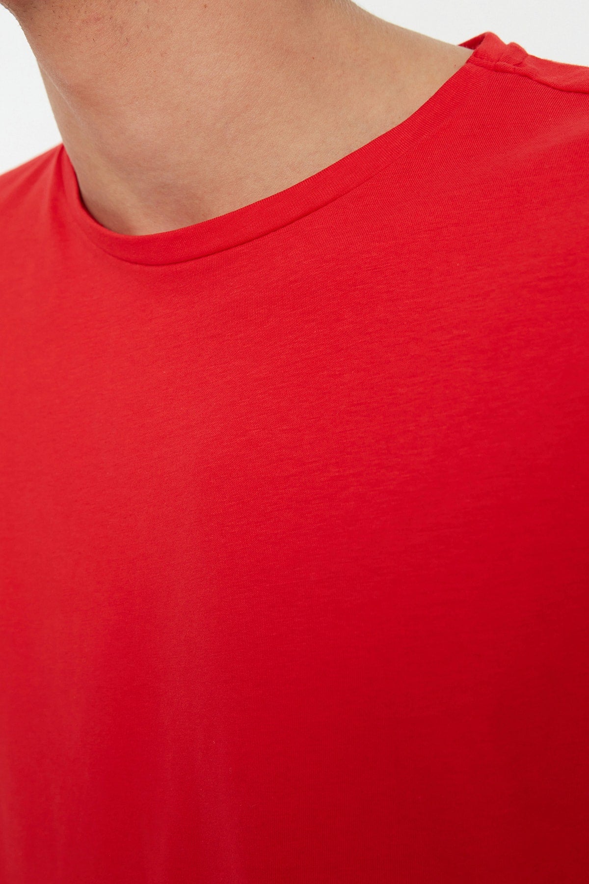 Red Men'S Basic 100% Cotton Crew Neck Oversize Short Sleeved T-Shirt