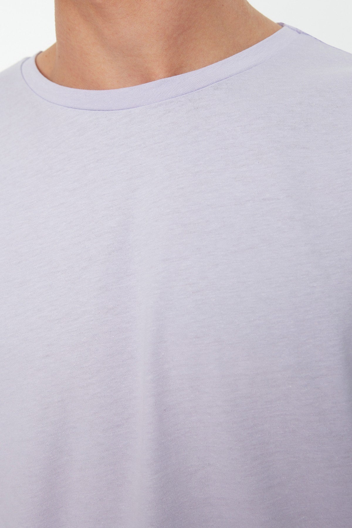 Lilac Men'S Oversize Basic Crew Neck Short Sleeved 100% Cotton T-Shirt Tmnss22Ts0318