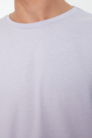 Lilac Men'S Oversize Basic Crew Neck Short Sleeved 100% Cotton T-Shirt Tmnss22Ts0318