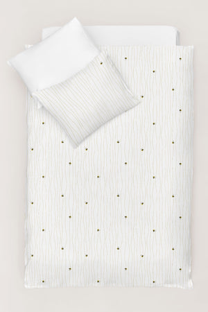 Happy Bee 100% Cotton Satin Embroidered Baby Duvet Cover Set