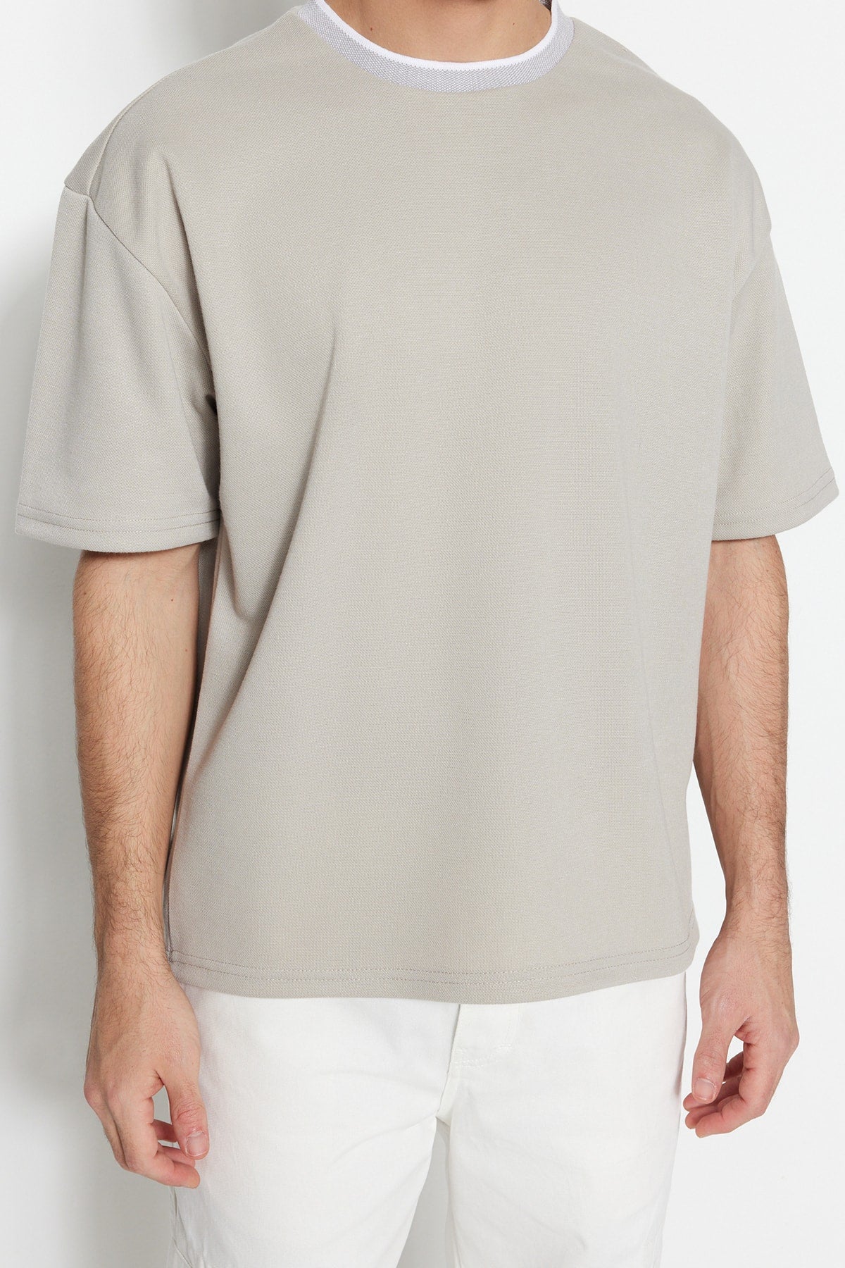 Limited Edition Taş Men'S Relaxed/Comfortable Cut Knitwear Banded Short Sleeve Textured Pique T-Shirt