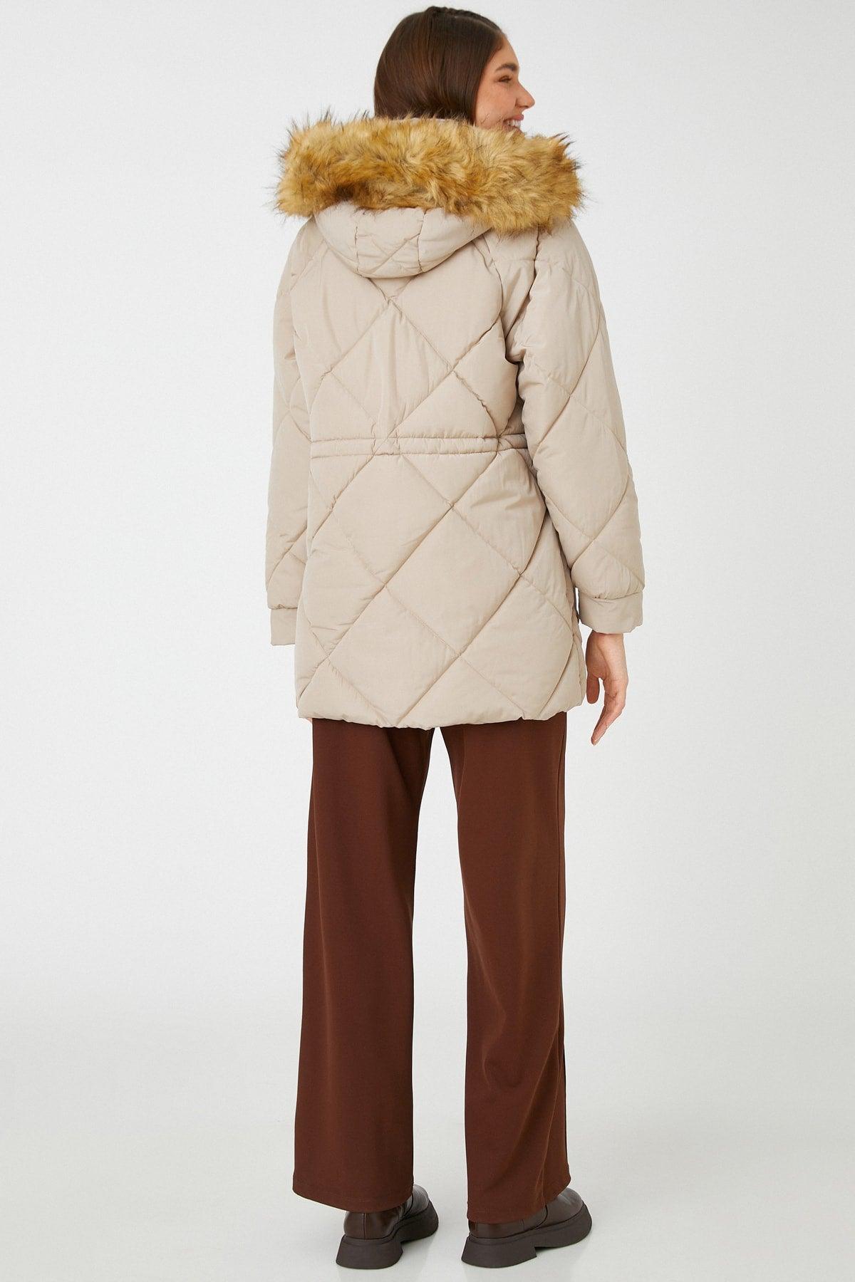 Women's Beige Coat 3WAL00001IW - Swordslife