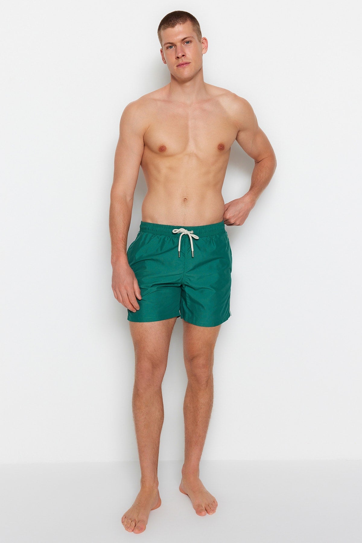 Green Men's Garnish Standard Length Swimwear Marine Shorts TMNSS20DS0022