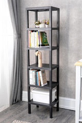 6 Tiers Plastic Shelving Unit Kitchen Shelf Bathroom Shelf Balcony Shelf Bathroom Organizer Bookshelf Black - Swordslife