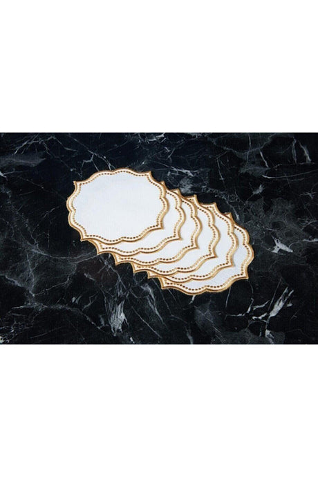 6 COCKTAIL NAPKIN EMBROIDERED LISA LINEN