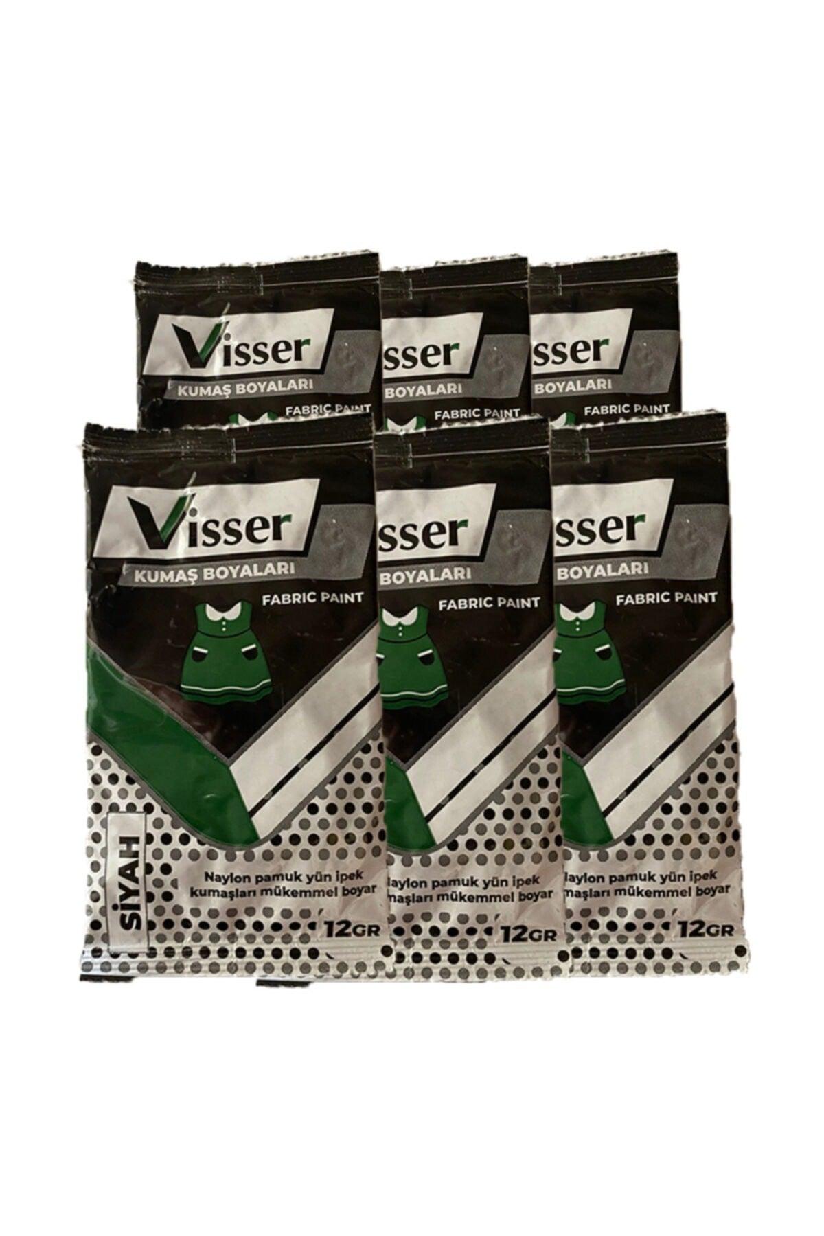 6 Pieces Visser Powder Fabric Paint Black 12gr Jeans