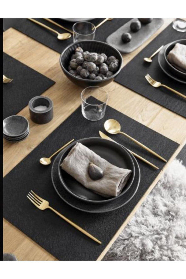 6 Person 12 Pieces Rectangle Black Leather Placemats Placemats - Swordslife