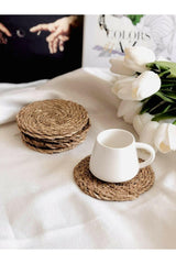 6 Pieces Handmade Straw Coaster Cup