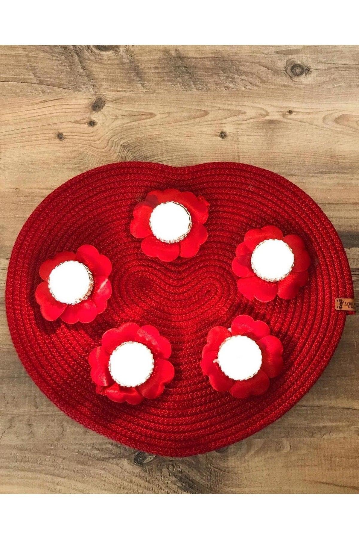 6 Pieces Heart Placemat, Plate Set, Plate Base, Silicone Free, Machine Stitched - Swordslife