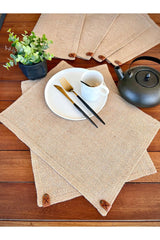 6 Pieces Rectangle Straw, Jute Placemat Cover Weave Serving Set - Natural - Swordslife