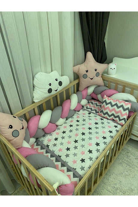 60*120 Knitted Protected Mother's Side Crib And Park Cradle Baby Sleeping Set (Ornamental Pillows Included..) - Swordslife
