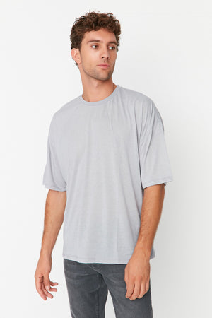 Gray Men'S Basic Crew Neck Oversize Short Sleeve T-Shirt Tmnss22Ts0300