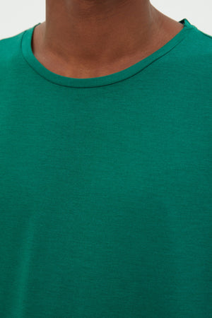 Green Men'S Basic Slim Fit Crew Neck Short Sleeved T-Shirt Tmnss22Ts0270