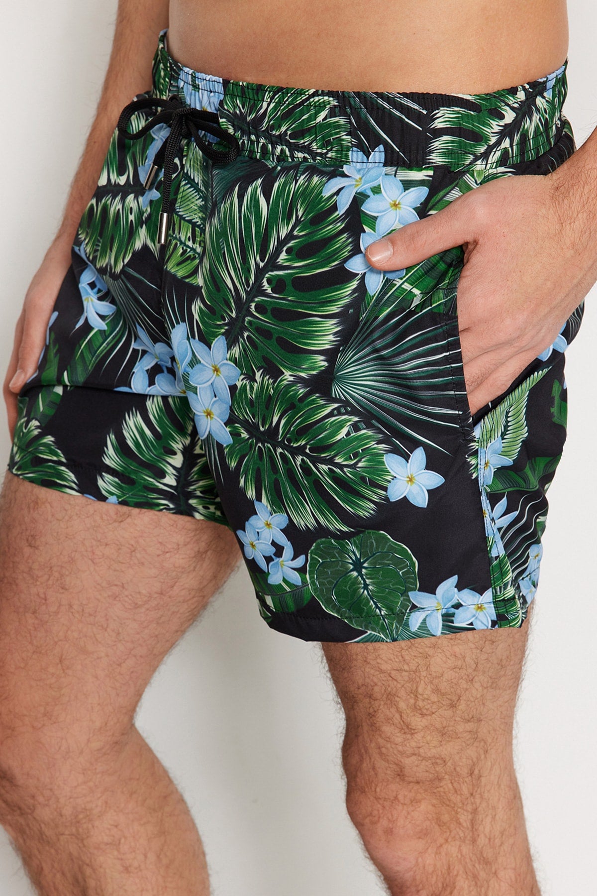 Black Men'S Standard Size Swimwear Marine Shorts Tmnss23Ds00012
