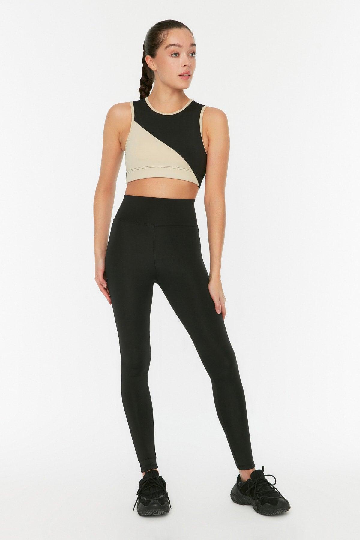 Black Full Length Sport Leggings with Push-Up Feature TWOAW21TA0030 - Swordslife