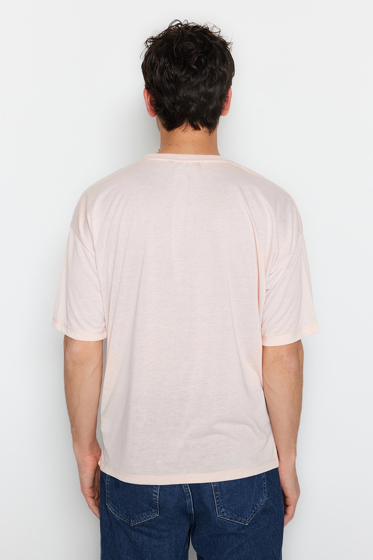 Pink Men'S Basic Oversize Crew Neck Short Sleeve T-Shirt Tmnss22Ts0300