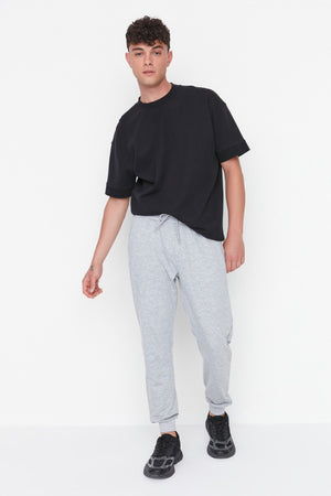 Gray Men Regular Fit Elastic Leg Basic Sweatpants Tmnss20Ea0053
