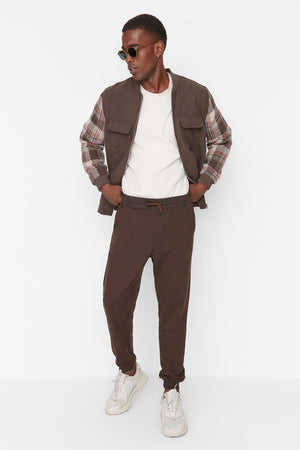 Brown Men'S Basic Regular/Normal Fit Elastic Jogger Sweatpants Tmnss20Ea0053