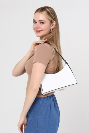 White Crocodile Patterned Baguette Baguette Hand And Shoulder Bag Gc009001K