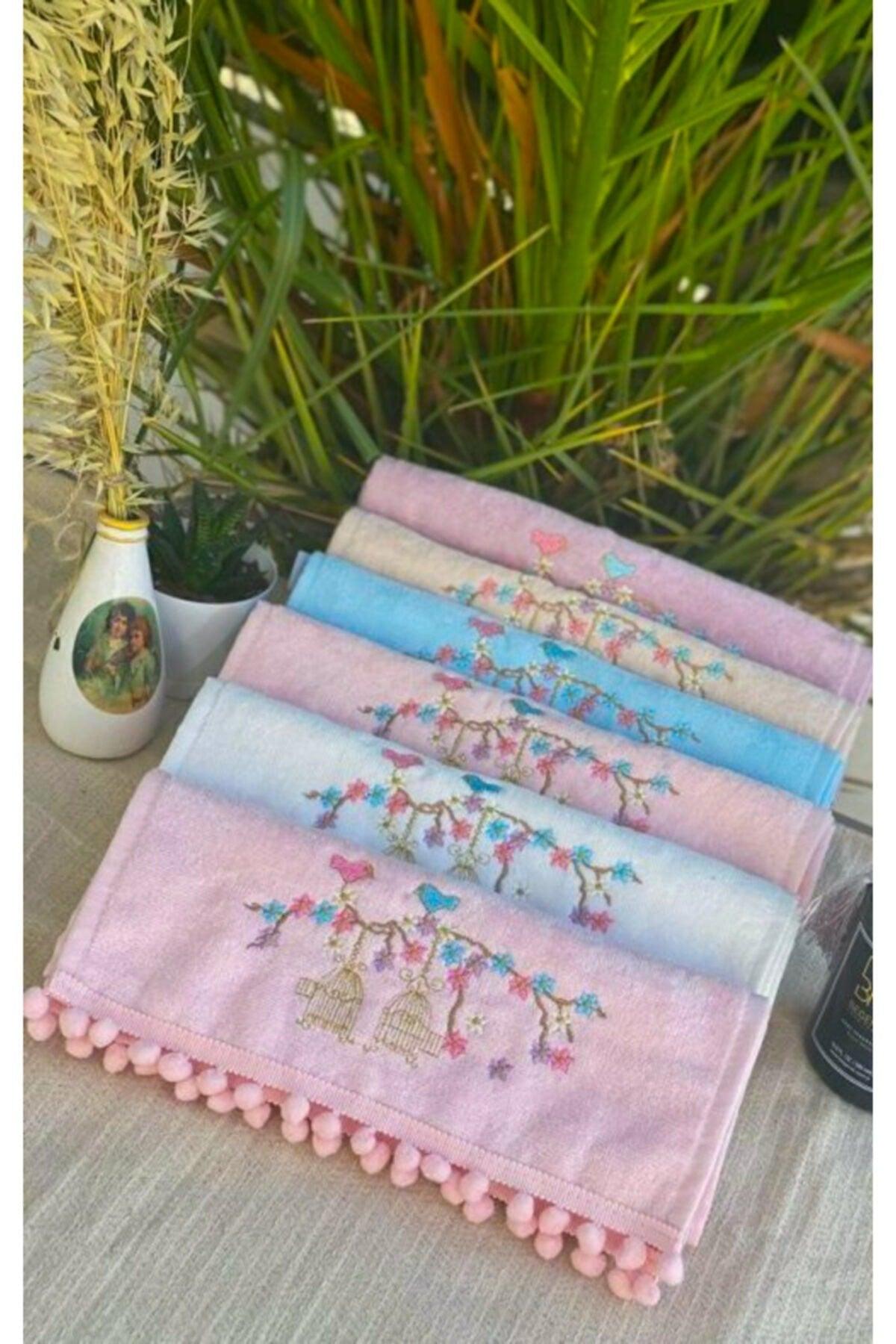 Piece Velvet Pompom Lattice Embroidered 30x50 Dowry Kitchen Towel Set - Swordslife