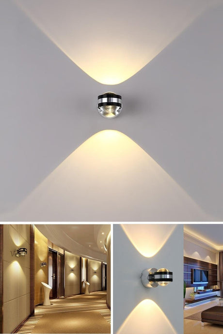 6w Modern Double Way Glass Aluminum Sconce Wall Lamp Decorativeled Lighting Daylight - Swordslife