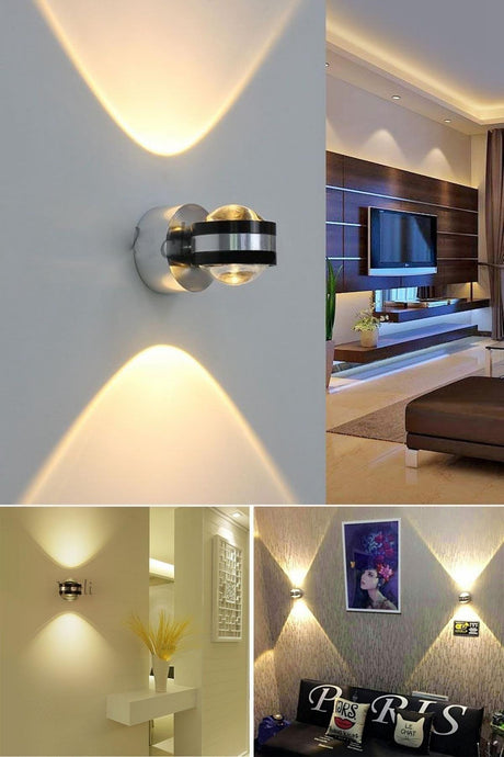 6w Modern Double Way Glass Aluminum Sconce Wall Lamp Decorativeled Lighting Daylight - Swordslife