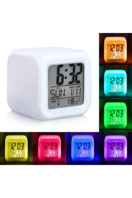 7 Colors Kids Room Xxl Alarm Digital Cube Alarm Clock 8x8x8 Cm Xxl - Swordslife