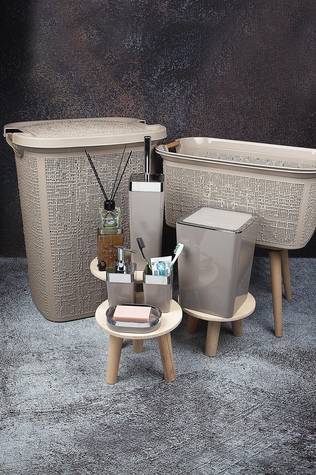 7 Piece Laundry And Dirty Basket And Bathroom Set