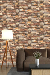 7076 Popular Brown Stone Pattern Wallpaper 5 M² - Swordslife