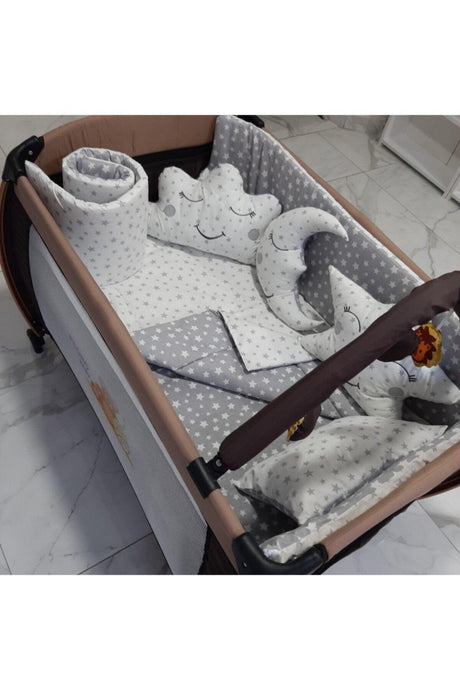 Gray Star Model Baby Sleeping Set, Suitable for 70x110 Park Beds, 10 pcs (CRAID NOT INCLUDED) - Swordslife