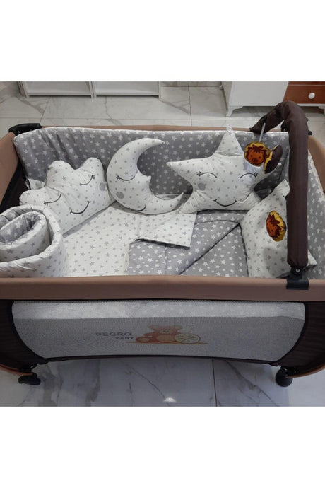 Gray Star Model Baby Sleeping Set, Suitable for 70x110 Park Beds, 10 pcs (CRAID NOT INCLUDED) - Swordslife