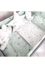 70x110 Suitable for Park Beds Mint Green Cloudy Model Baby Sleeping Set 10pcs (CRAID NOT INCLUDED) - Swordslife