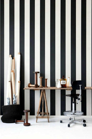 7950 Thick Striped Black and White Wallpaper (5 M²) - Swordslife