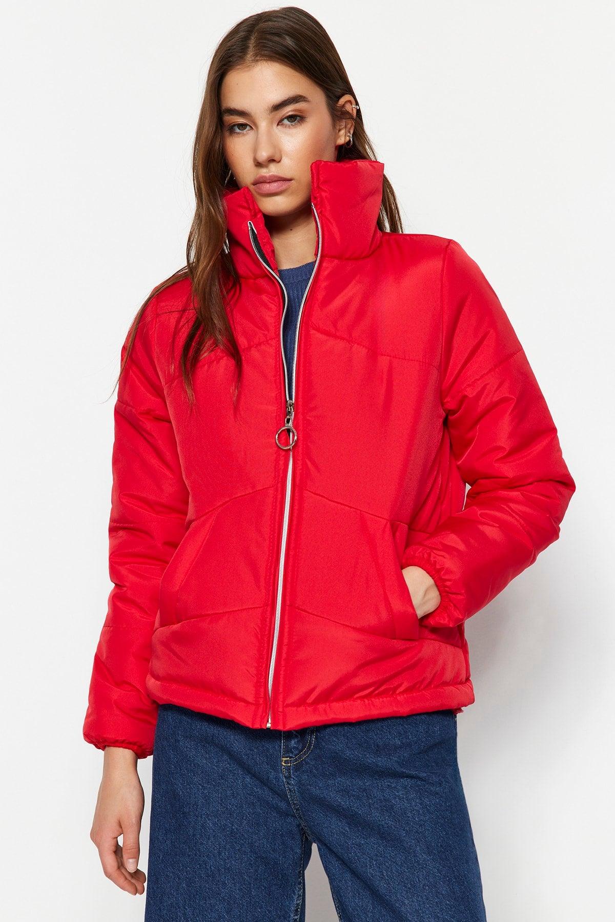 Red Zipper Closure Inflatable Coat TWOSS20MO0015 - Swordslife