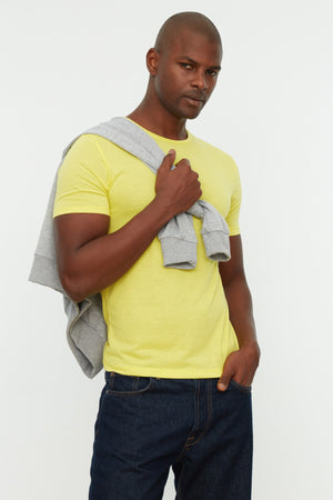 Yellow Men'S Basic Slim Crew Neck Short Sleeved T-Shirt Tmnss22Ts0270
